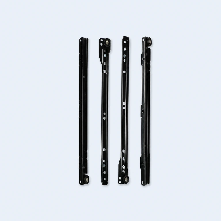 300 mm clamp-on roller drawer runner set on a pale ice-blue GLIDIVO studio background