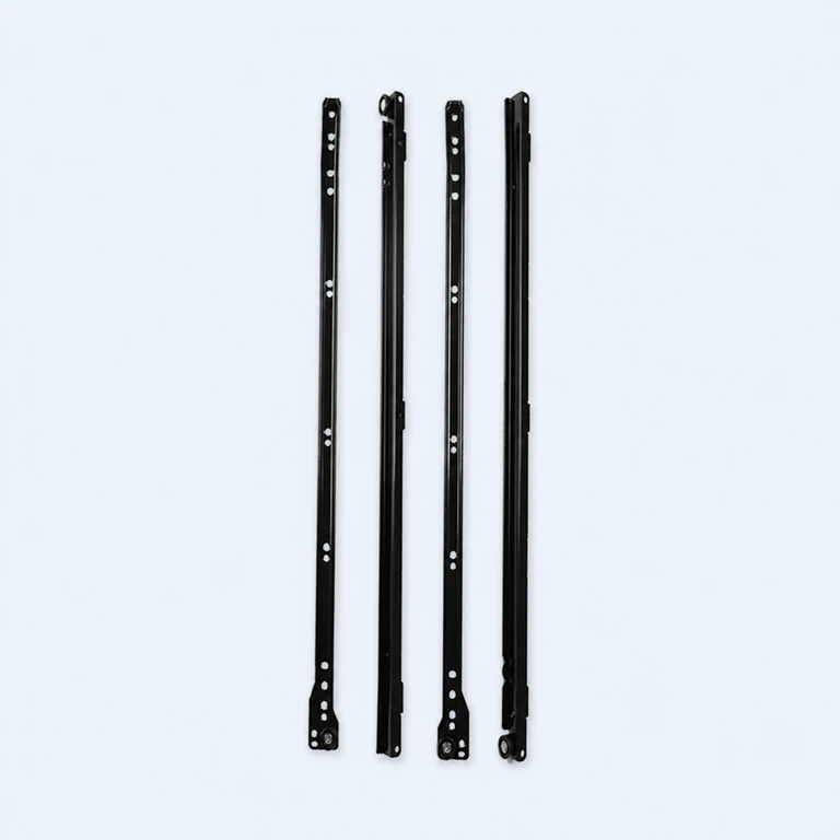 550 mm clamp-on roller drawer runner set on a pale ice-blue GLIDIVO studio background