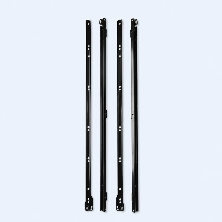 600 mm clamp-on roller drawer runner set on a pale ice-blue GLIDIVO studio background