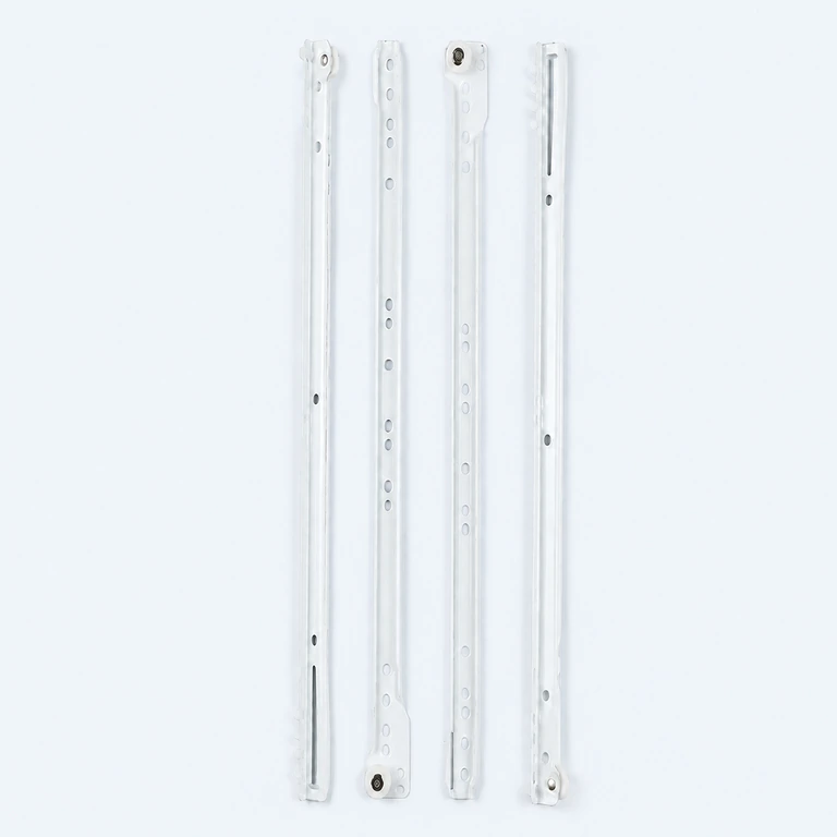 400 mm bottom-mount roller drawer slide set on a pale ice-blue GLIDIVO studio background