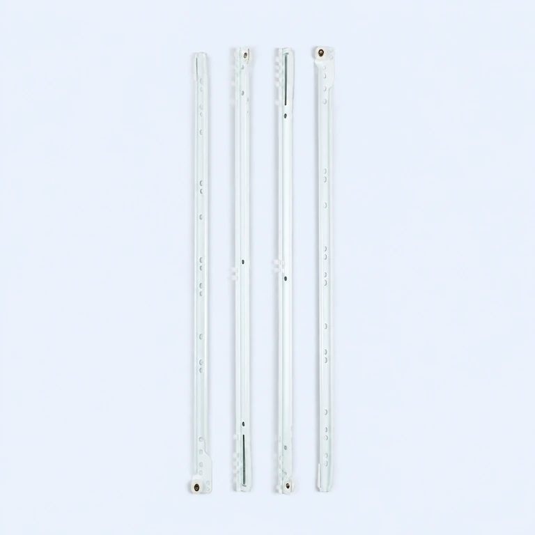 550 mm bottom-mount roller drawer slide set on a pale ice-blue GLIDIVO studio background