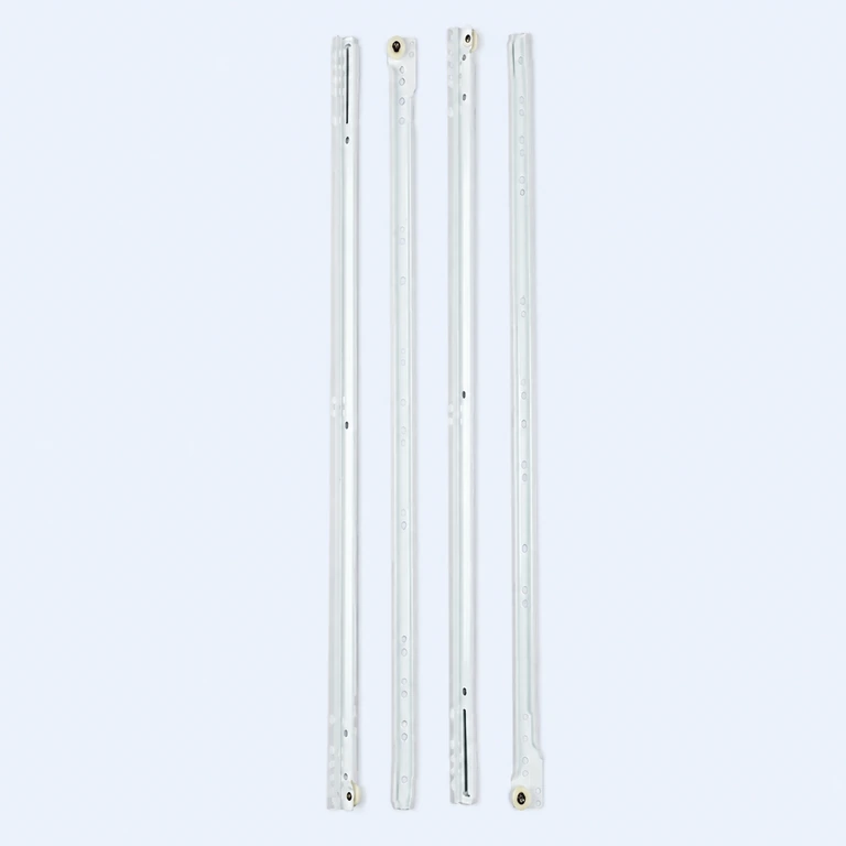 600 mm bottom-mount roller drawer slide set on a pale ice-blue GLIDIVO studio background