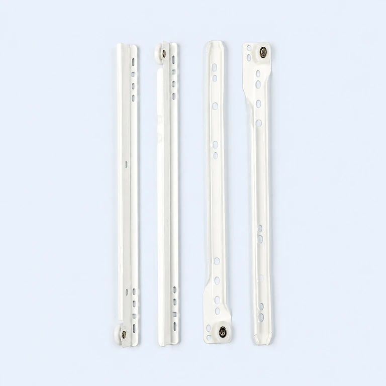 250 mm South American-style roller drawer slide set on a pale blue background
