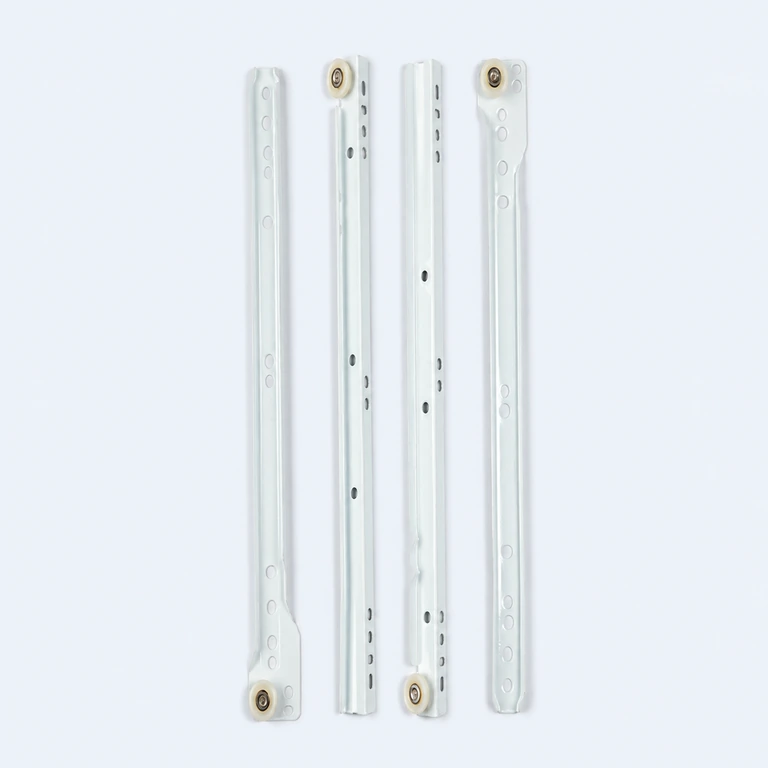 300 mm South American-style roller drawer slide set on a pale ice-blue GLIDIVO studio background