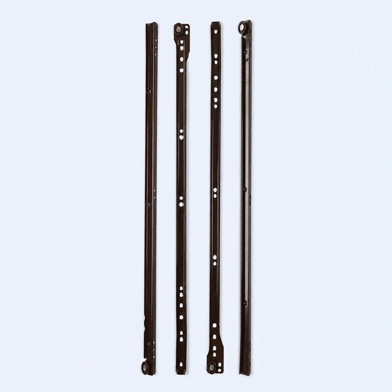 500 mm South American-style roller drawer slide set on a pale ice-blue GLIDIVO studio background