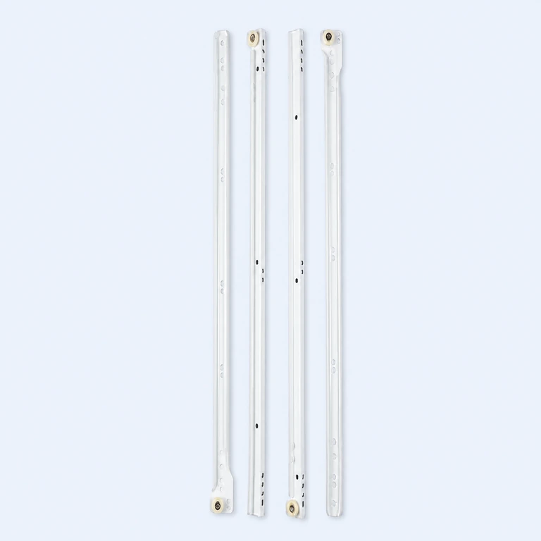 550 mm South American-style roller drawer slide set on a pale ice-blue GLIDIVO studio background